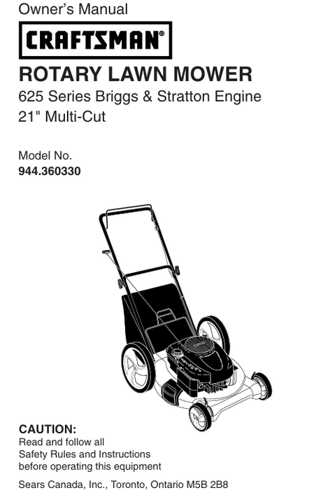 944.360330 Manual for Craftsman 21" Lawn Mower | DRMower.ca