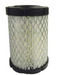 Cylindrical air filter with black outer casing on a white background